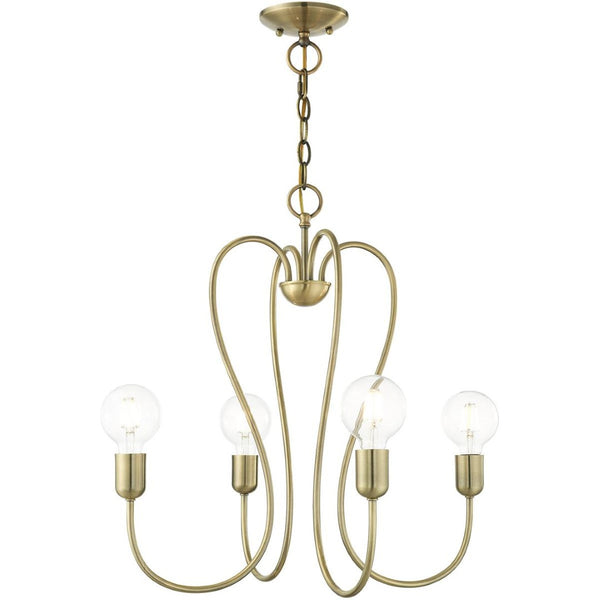 HomeRoots Four Light Dimmable Chandelier - Modern Cylindrical Shades for Adjustable Ambiance in Any Room 687311