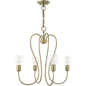 HomeRoots Four Light Dimmable Chandelier - Modern Cylindrical Shades for Adjustable Ambiance in Any Room 687311