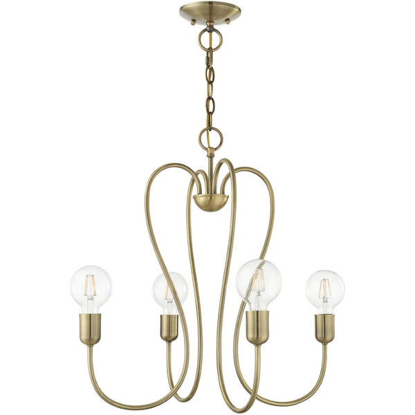 HomeRoots Four Light Dimmable Chandelier - Modern Cylindrical Shades for Adjustable Ambiance in Any Room 687311