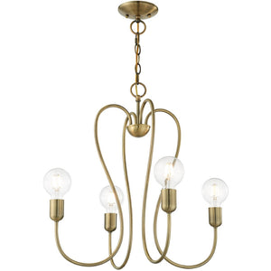 HomeRoots Four Light Dimmable Chandelier - Modern Cylindrical Shades for Adjustable Ambiance in Any Room 687311