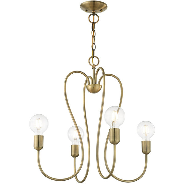 HomeRoots Four Light Dimmable Chandelier - Modern Cylindrical Shades for Adjustable Ambiance in Any Room 687311