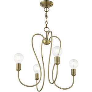 HomeRoots Four Light Dimmable Chandelier - Modern Cylindrical Shades for Adjustable Ambiance in Any Room 687311