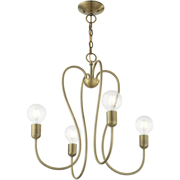 HomeRoots Four Light Dimmable Chandelier - Modern Cylindrical Shades for Adjustable Ambiance in Any Room 687311