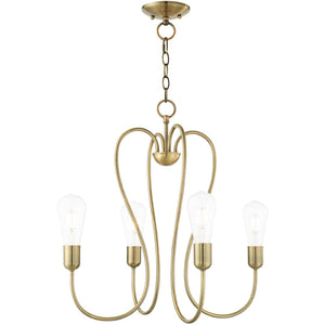 HomeRoots Four Light Dimmable Chandelier - Modern Cylindrical Shades for Adjustable Ambiance in Any Room 687311