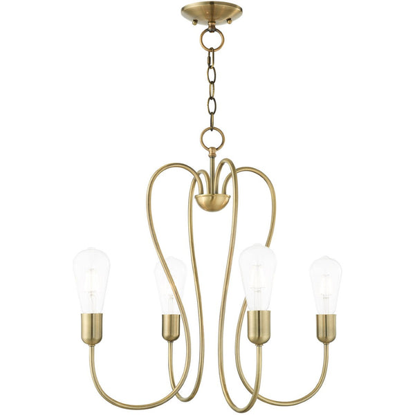 HomeRoots Four Light Dimmable Chandelier - Modern Cylindrical Shades for Adjustable Ambiance in Any Room 687311