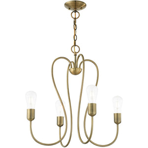 HomeRoots Four Light Dimmable Chandelier - Modern Cylindrical Shades for Adjustable Ambiance in Any Room 687311