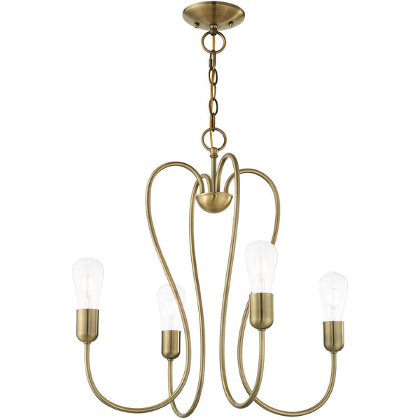 HomeRoots Four Light Dimmable Chandelier - Modern Cylindrical Shades for Adjustable Ambiance in Any Room 687311
