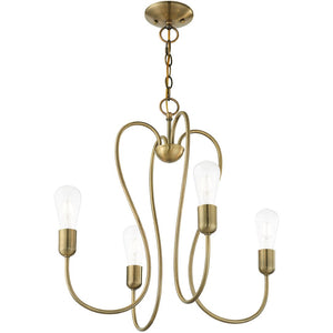 HomeRoots Four Light Dimmable Chandelier - Modern Cylindrical Shades for Adjustable Ambiance in Any Room 687311