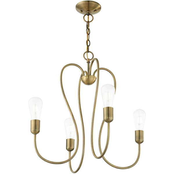 HomeRoots Four Light Dimmable Chandelier - Modern Cylindrical Shades for Adjustable Ambiance in Any Room 687311