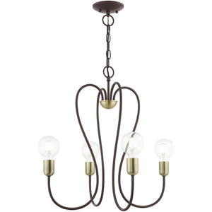 HomeRoots Four Light Dimmable Chandelier - Modern Steel Design with Adjustable Shades for Elegant Illumination 687312
