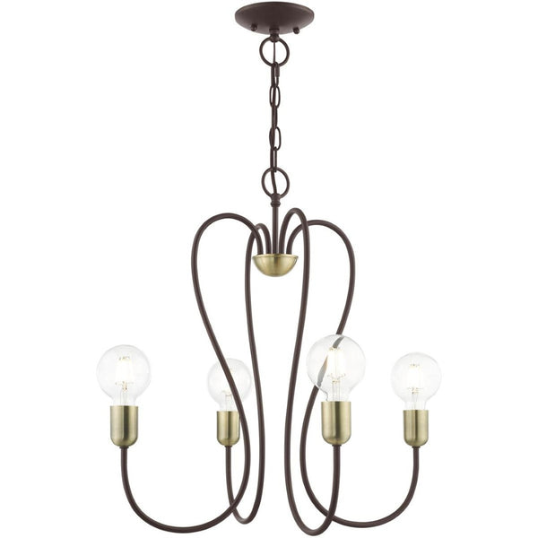 HomeRoots Four Light Dimmable Chandelier - Modern Steel Design with Adjustable Shades for Elegant Illumination 687312