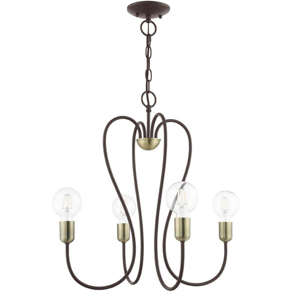 HomeRoots Four Light Dimmable Chandelier - Modern Steel Design with Adjustable Shades for Elegant Illumination 687312
