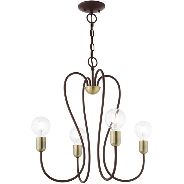HomeRoots Four Light Dimmable Chandelier - Modern Steel Design with Adjustable Shades for Elegant Illumination 687312