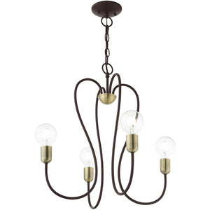 HomeRoots Four Light Dimmable Chandelier - Modern Steel Design with Adjustable Shades for Elegant Illumination 687312