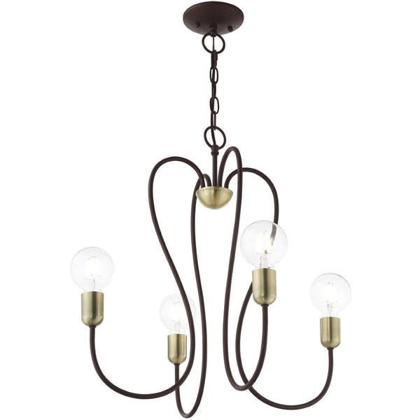 HomeRoots Four Light Dimmable Chandelier - Modern Steel Design with Adjustable Shades for Elegant Illumination 687312