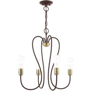 HomeRoots Four Light Dimmable Chandelier - Modern Steel Design with Adjustable Shades for Elegant Illumination 687312