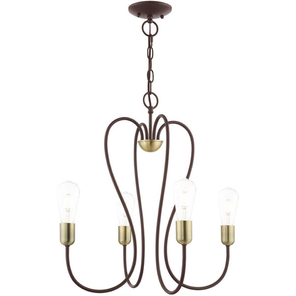 HomeRoots Four Light Dimmable Chandelier - Modern Steel Design with Adjustable Shades for Elegant Illumination 687312