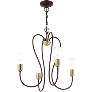 HomeRoots Four Light Dimmable Chandelier - Modern Steel Design with Adjustable Shades for Elegant Illumination 687312