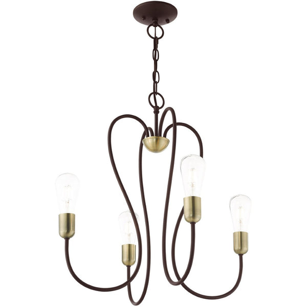 HomeRoots Four Light Dimmable Chandelier - Modern Steel Design with Adjustable Shades for Elegant Illumination 687312