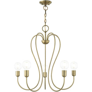 HomeRoots Five Light Dimmable Chandelier - Modern Cylinder Shades for Stylish Illumination in Any Space 687313