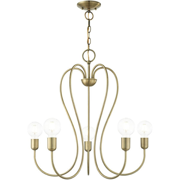 HomeRoots Five Light Dimmable Chandelier - Modern Cylinder Shades for Stylish Illumination in Any Space 687313