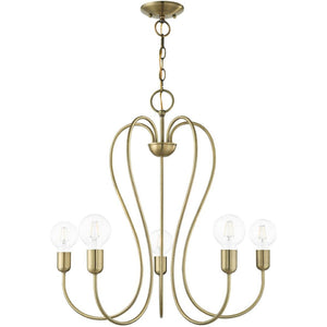 HomeRoots Five Light Dimmable Chandelier - Modern Cylinder Shades for Stylish Illumination in Any Space 687313