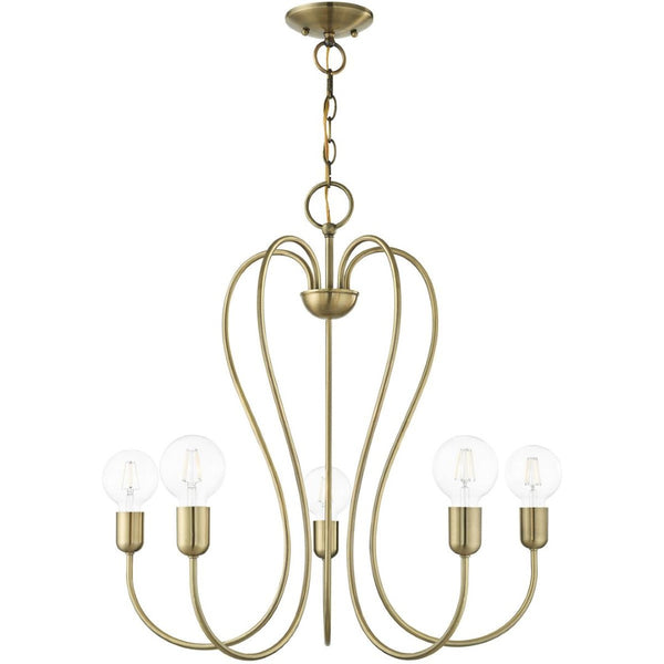 HomeRoots Five Light Dimmable Chandelier - Modern Cylinder Shades for Stylish Illumination in Any Space 687313
