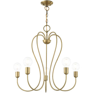 HomeRoots Five Light Dimmable Chandelier - Modern Cylinder Shades for Stylish Illumination in Any Space 687313