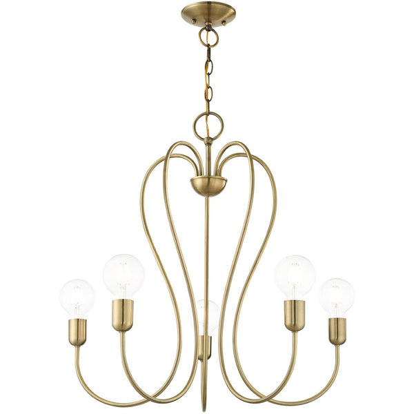 HomeRoots Five Light Dimmable Chandelier - Modern Cylinder Shades for Stylish Illumination in Any Space 687313