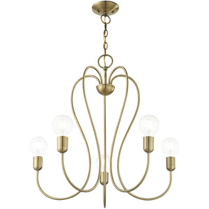 HomeRoots Five Light Dimmable Chandelier - Modern Cylinder Shades for Stylish Illumination in Any Space 687313