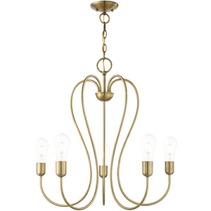 HomeRoots Five Light Dimmable Chandelier - Modern Cylinder Shades for Stylish Illumination in Any Space 687313