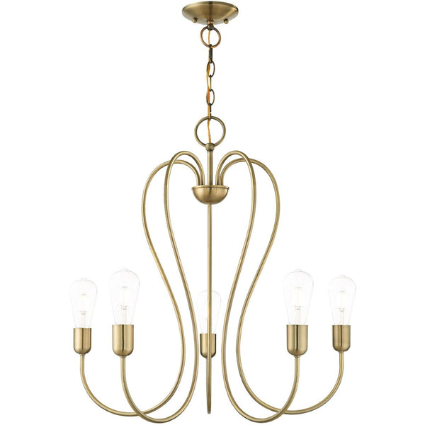 HomeRoots Five Light Dimmable Chandelier - Modern Cylinder Shades for Stylish Illumination in Any Space 687313