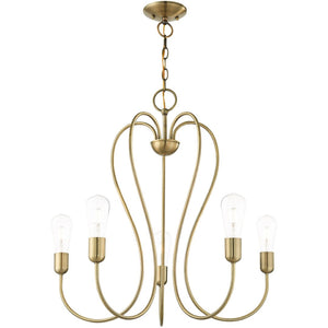 HomeRoots Five Light Dimmable Chandelier - Modern Cylinder Shades for Stylish Illumination in Any Space 687313