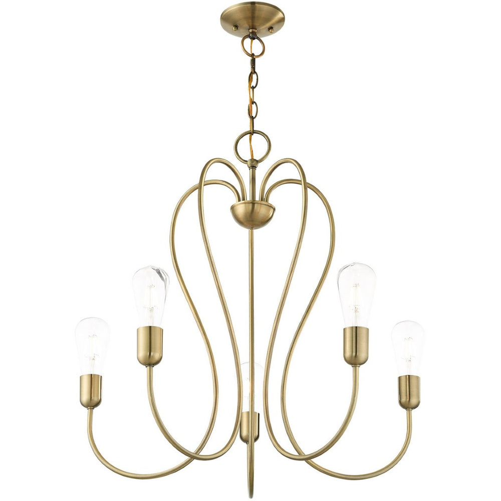 HomeRoots Five Light Dimmable Chandelier - Modern Cylinder Shades for Stylish Illumination in Any Space 687313