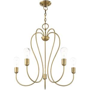 HomeRoots Five Light Dimmable Chandelier - Modern Cylinder Shades for Stylish Illumination in Any Space 687313