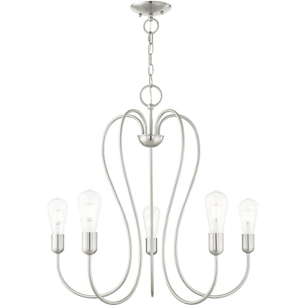 HomeRoots Five Light Dimmable Chandelier - Modern Cylindrical Steel Design for Versatile, Custom Illumination 687315