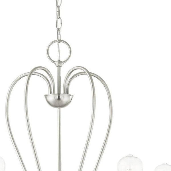 HomeRoots Five Light Dimmable Chandelier - Modern Cylindrical Steel Design for Versatile, Custom Illumination 687315