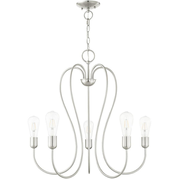 HomeRoots Five Light Dimmable Chandelier - Modern Cylindrical Steel Design for Versatile, Custom Illumination 687315