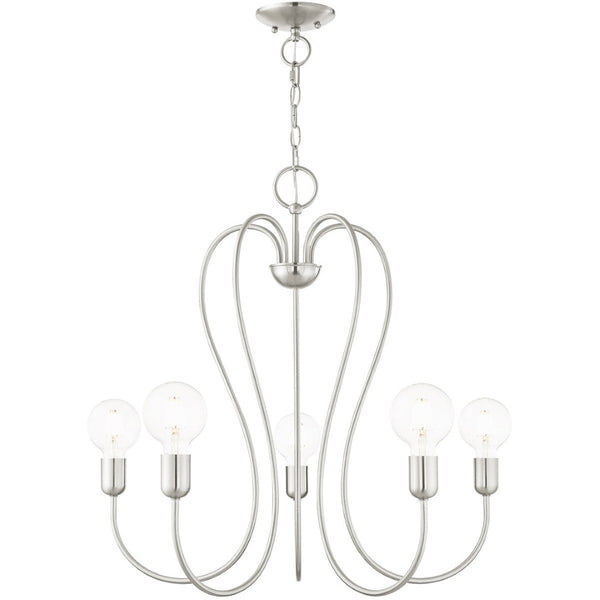 HomeRoots Five Light Dimmable Chandelier - Modern Cylindrical Steel Design for Versatile, Custom Illumination 687315