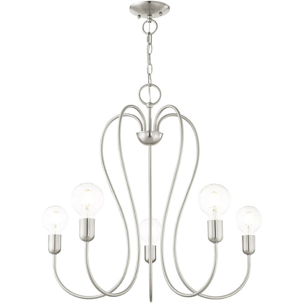HomeRoots Five Light Dimmable Chandelier - Modern Cylindrical Steel Design for Versatile, Custom Illumination 687315