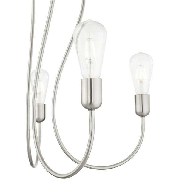 HomeRoots Five Light Dimmable Chandelier - Modern Cylindrical Steel Design for Versatile, Custom Illumination 687315