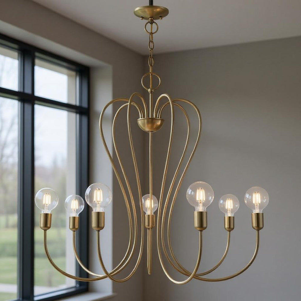 HomeRoots Seven Light Dimmable Chandelier - Modern Cylinder Design with Warm Illumination for Any Space 687316
