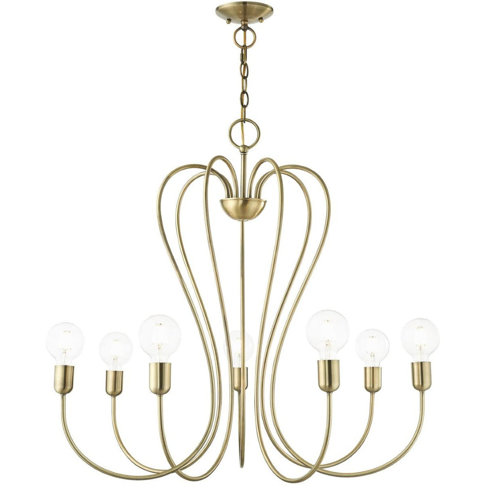 HomeRoots Seven Light Dimmable Chandelier - Modern Cylinder Design with Warm Illumination for Any Space 687316