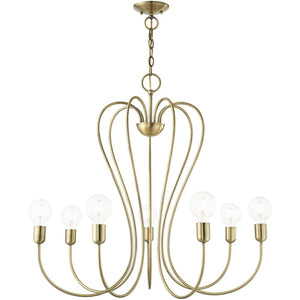 HomeRoots Seven Light Dimmable Chandelier - Modern Cylinder Design with Warm Illumination for Any Space 687316