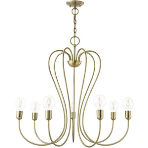 HomeRoots Seven Light Dimmable Chandelier - Modern Cylinder Design with Warm Illumination for Any Space 687316