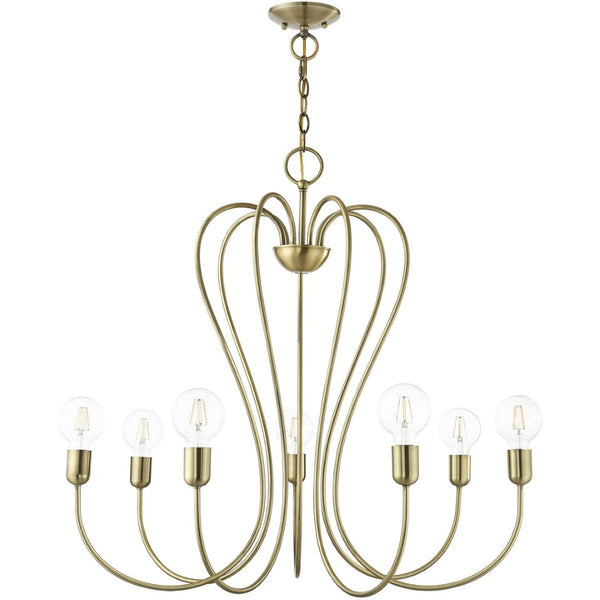 HomeRoots Seven Light Dimmable Chandelier - Modern Cylinder Design with Warm Illumination for Any Space 687316