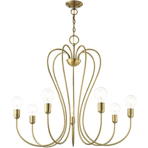 HomeRoots Seven Light Dimmable Chandelier - Modern Cylinder Design with Warm Illumination for Any Space 687316