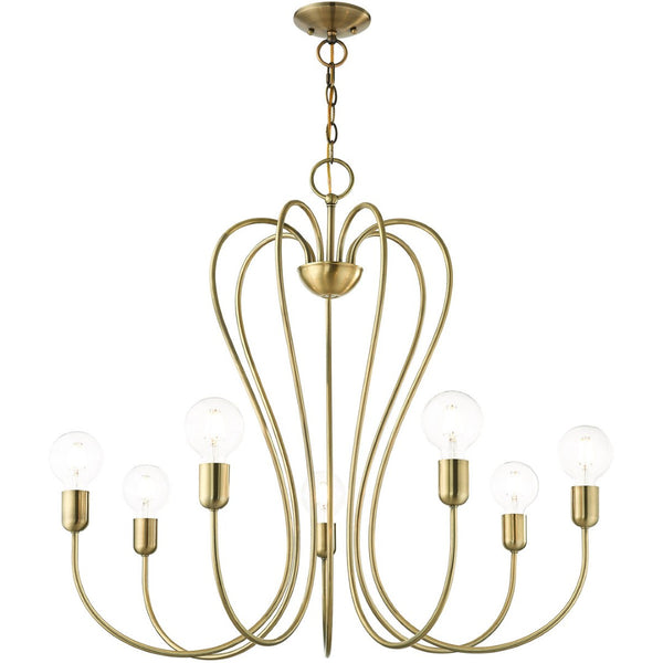 HomeRoots Seven Light Dimmable Chandelier - Modern Cylinder Design with Warm Illumination for Any Space 687316