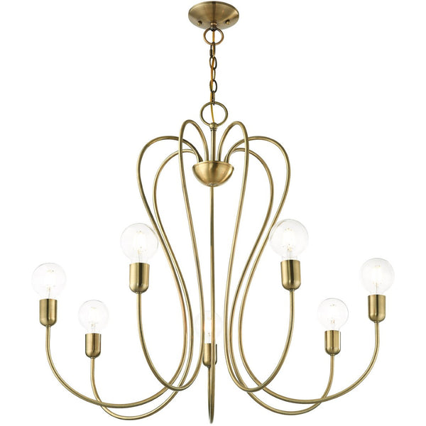 HomeRoots Seven Light Dimmable Chandelier - Modern Cylinder Design with Warm Illumination for Any Space 687316
