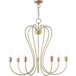 HomeRoots Seven Light Dimmable Chandelier - Modern Cylinder Design with Warm Illumination for Any Space 687316